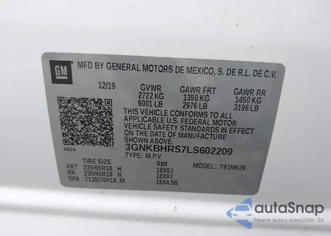 2020 Chevrolet Blazer Awd 2Lt from USA, damaged, VIN 3GNKBHRS7LS602209